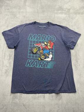 Mario Kart Mario Wheelie Graphic T-Shirt Navy Heather